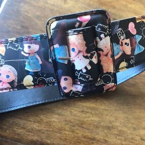 Cartoon-printed vinyl belt.